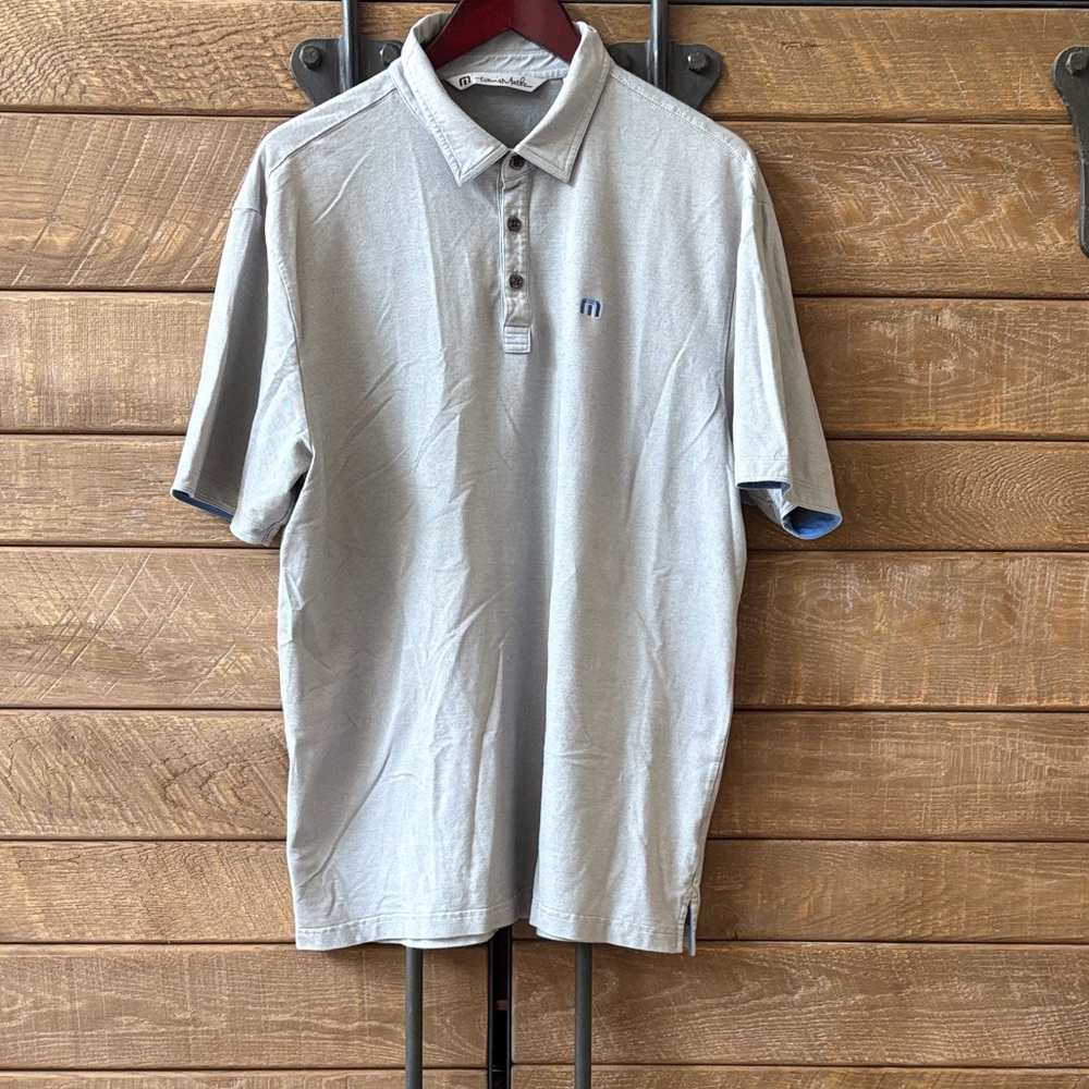 Travis Mathew Men’s Polo Shirt - Gray with Blue accents